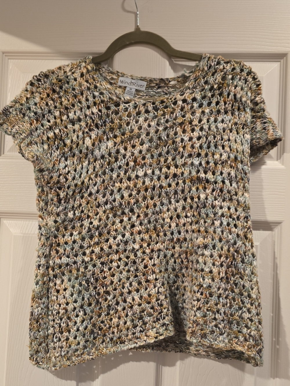 WindRiver Multicolor Open-Knit Short Sleeve Top